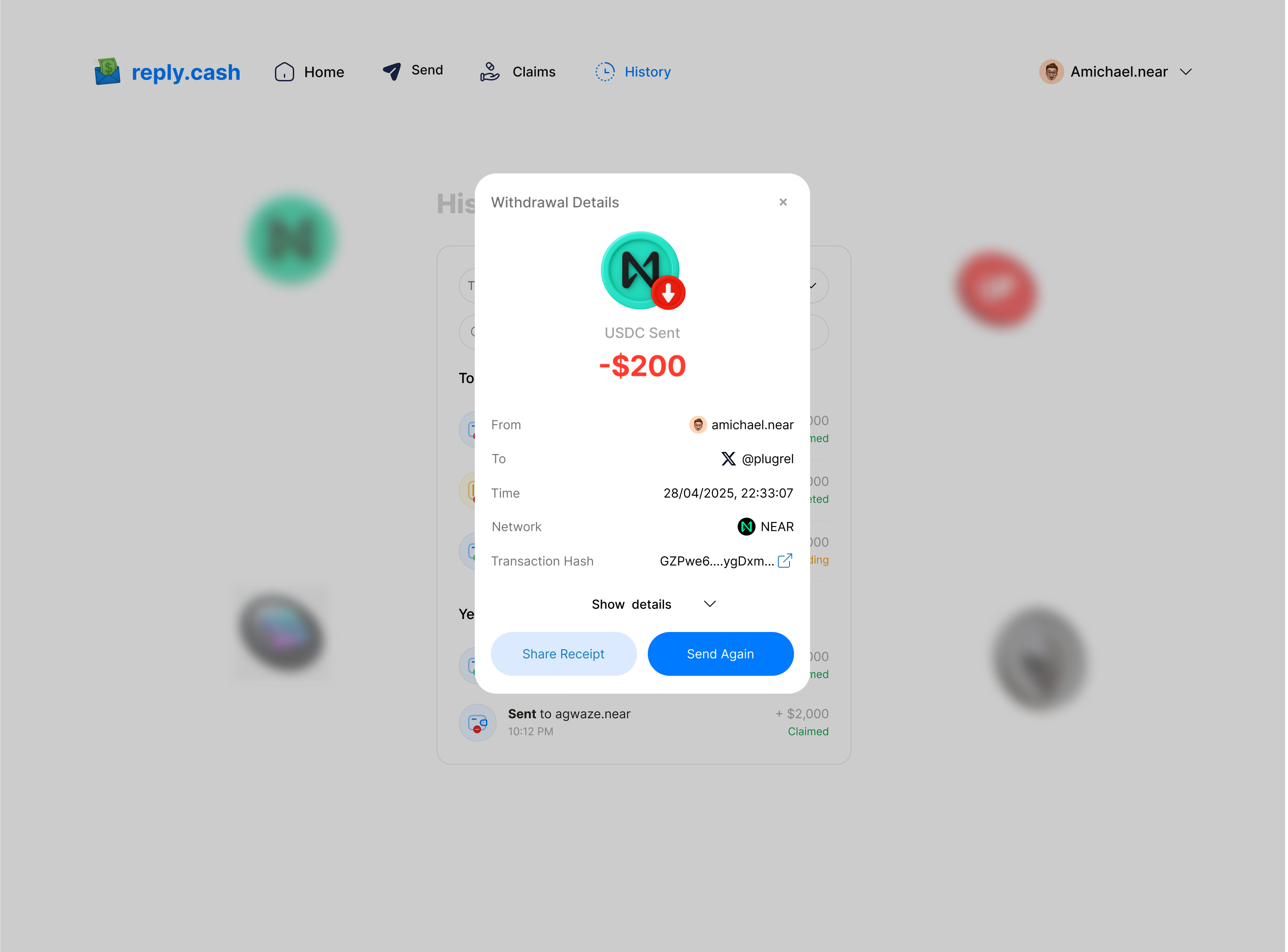 Transactions export